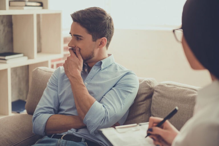 man in therapy during opioid detox