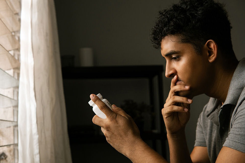 man with prescription drug addiction
