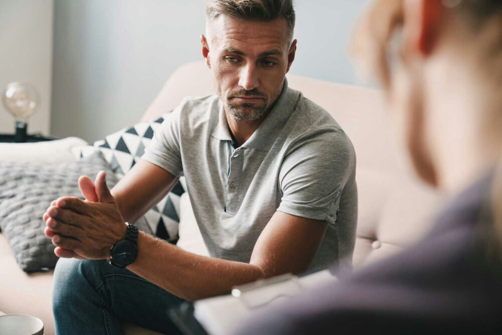 a man with muscle relaxers addiction seeking therapy