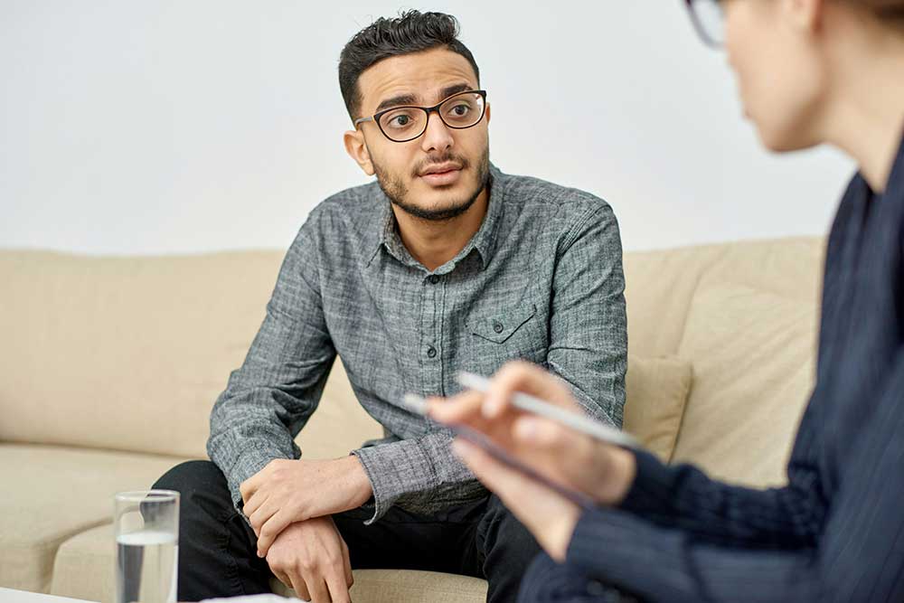 man attending individual therapy for addiction